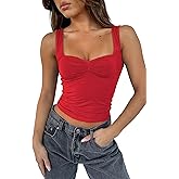 TiulZial Women's Sleeveless Backless Crop Tank Top Sexy Pleated Bustier Sweetheart Neck Strappy Y2K Cami Cropped Tops
