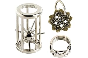 BLING MUSAE Metal Brain Teasers Puzzles Kit - 3 PCS Alloy Unlock Interlock Cast Coils Puzzle Game Toys for Adults Mind IQ Logic Test Disentanglement Games School Office Supplies WP12