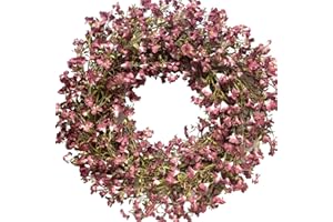 EGOLOT Burgundy Forsythia Wreath for Front Door, 22 Inch Everyday Floral Door Wreath Indoor and Outdoor, Seasonal Festival Decoration for Home Decor