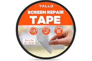 Yallo Screen Repair Kit (2 in x 16.4 Feet), Waterproof Screen Repair Tape, Screen Tape for Repair Holes Tears, 3-Layer Strong Adhesive Screen Patch Repair Kit Window Screen Repair Kit (Black)