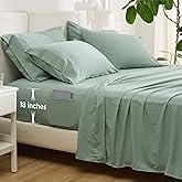 Bedsure Deep Pocket Queen Sheets - 6 Piece, Prewashed Ultra-Soft Queen Sheet Set, Fits Mattresses Up to 18 Inches Thick, Breathable & Secure Fit, Hotel Luxury Bedding, Sage Green