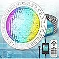 10" LED Pool Light, 12V AC Underwater Pool Spa Lights for Inground Pools, 300W Equivalent, Static Colors & Dynamic Effects, 50Ft Cord, Remote, Transformer, Fits Pentair, Hayward, Jady Niches