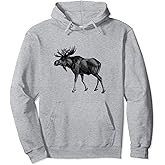 Vintage Moose Print Pullover Hoodie