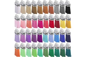 Duufin 200 Pieces Keychain Tassels Bulk Leather Tassel Colored Tassel Pendants for DIY Keychain and Craft, 40 Colors…