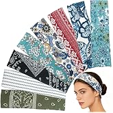 HOLAILS Bobo Headbands for Women, 8 packs Cute Bohemian Hair Bands, | Hippie Headband for Women's Hair Fashion: 8Pcs Soft Stretchy Hair Hoops 6x23cm