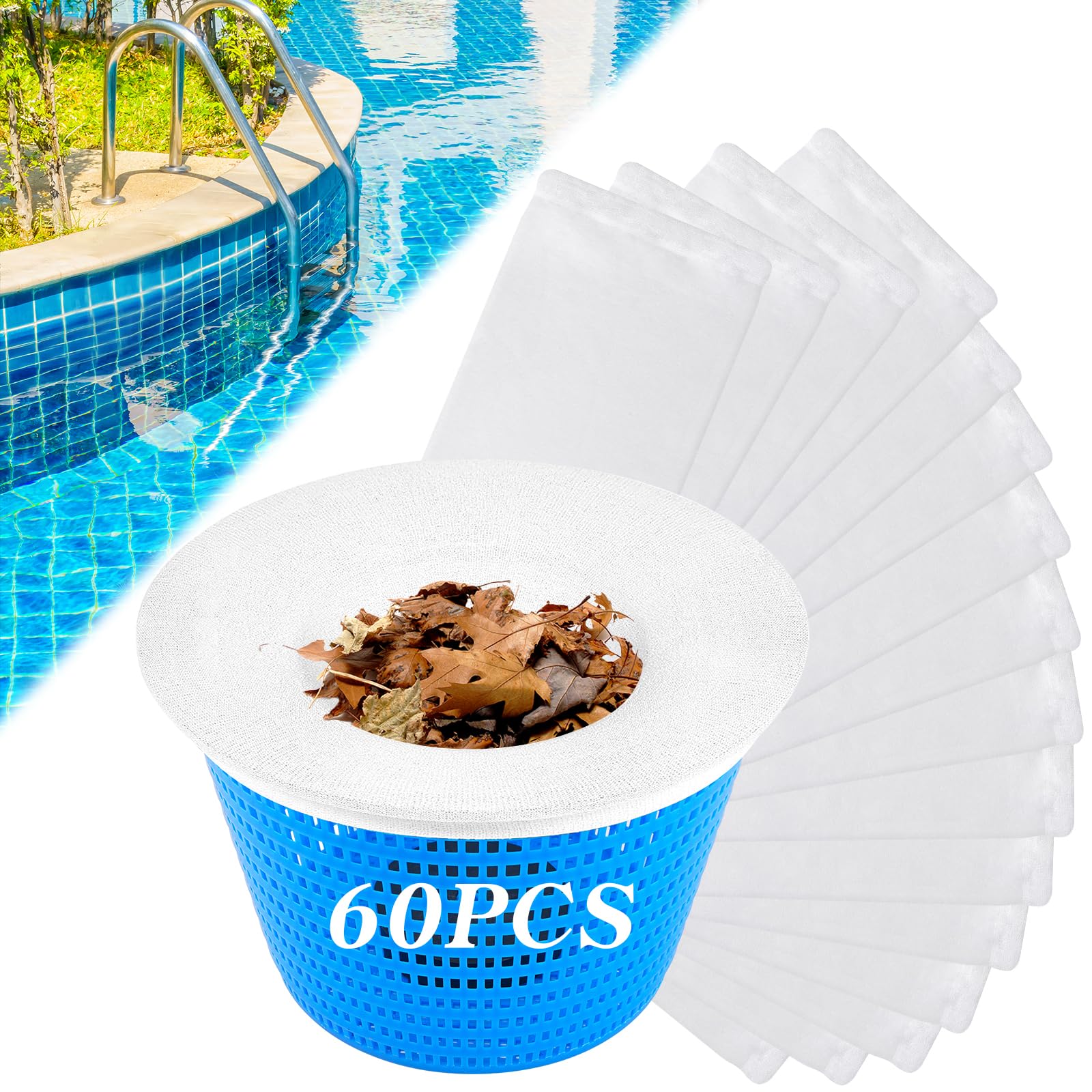 Photo 1 of Fododo 60 Pack Pool Skimmer Socks, Pool Filter Socks for Skimmer Baskets, Ultra-Fine Mesh Skimmer Sock Cleans Debris and Leaves for In-Ground and Above Ground Pools