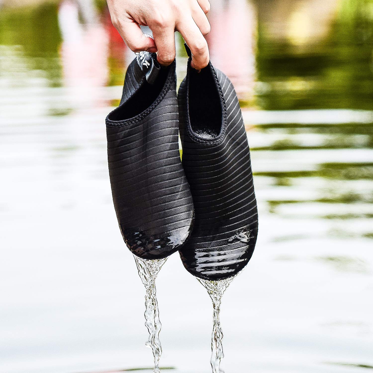 KARAZZO Mens Womens Water Shoes Aqua Shoes Socks Quick-Dry Lightweight Barefoot Shoes,Black-TW,Women 9.5-10/Men 8.5-9 M US