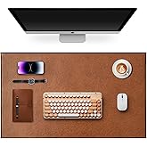 SwiiSmil Retro Luxe Leather Desk Pad Protector,Mouse Pad and Keyboard Mat,Office Desk Mat,Dual-Sided Design,Waterproof Desk Writing Pad for Office and Home (Saddle Brown, 23.6" x 13.8")