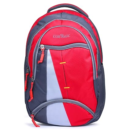 LUIS PAUL Unisex Polyester School, Laptop Bag, Casual Travel Bagpack Red