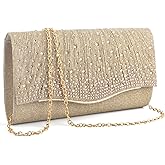 TINDTOP Clutch Purses for Women, Formal Evening Bags Suede Shoulder Envelope Party Handbags Wedding Cocktail Prom Clutches