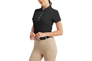 FitsT4 Sports Equestrian Shirts for Women Short Sleeve UPF50+ Moisture Wicking Polo Shirts for Horse Riding Tops