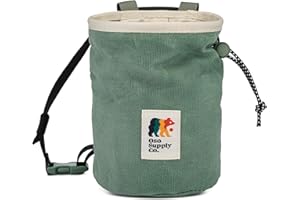 Oso Supply Co - Waxed Canvas Chalk Bag - Zipper Pocket & Mesh Pouch for Bouldering, Rock Climbing, Gym, Weightlifting – Water-Resistant, Adjustable Belt, Wide Opening