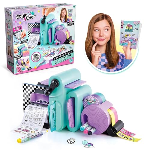 Style 4 Ever Scrapbooking 3 in 1 Station |Customise Your Notebooks, Stationary & More! | 150+ DIY Accessories Included |Hours of Creative Fun Designing, Embossing, Creating Tapes & Making Stickers!