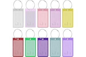 Rimilak 10 Pack PVC Luggage Tags for Suitcase, Travel Cruise Luggage Tag with Metal Loop and Name ID Label for Women Men Baggage Handbag School Bag Backpack, Colorful