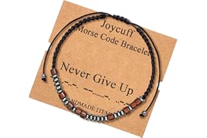 JoycuFF Inspirational 𝐌𝐨𝐫𝐬𝐞 𝐂𝐨𝐝𝐞 𝐁𝐫𝐚𝐜𝐞𝐥𝐞𝐭 𝐟𝐨𝐫 𝐖𝐨𝐦𝐞𝐧 Secret Message Wood Beads with Cord Jewelry Birthday Christmas Mother's Day 𝐆𝐢𝐟𝐭 𝐟𝐨𝐫 𝐇𝐞𝐫 Mother Grandmother