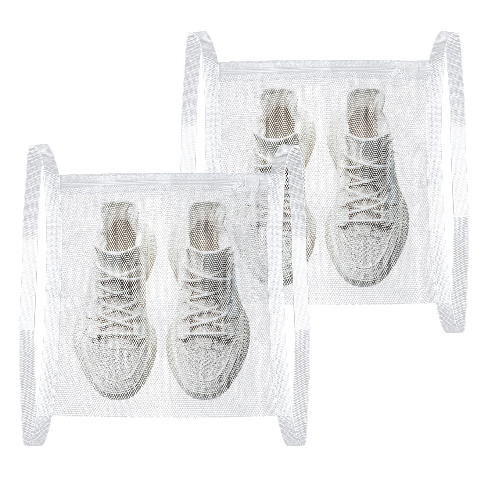 Photo 1 of Wanmu 2 Pcs Shoe Dryer Bag, 15.7 x 15.7 Inch Reusable Sneaker Wash Dry Net Bags Mesh Laundry Bag, Large HoneyComber Mesh Bags with Zipper and Strap for Shoes, Clothing, Laundry