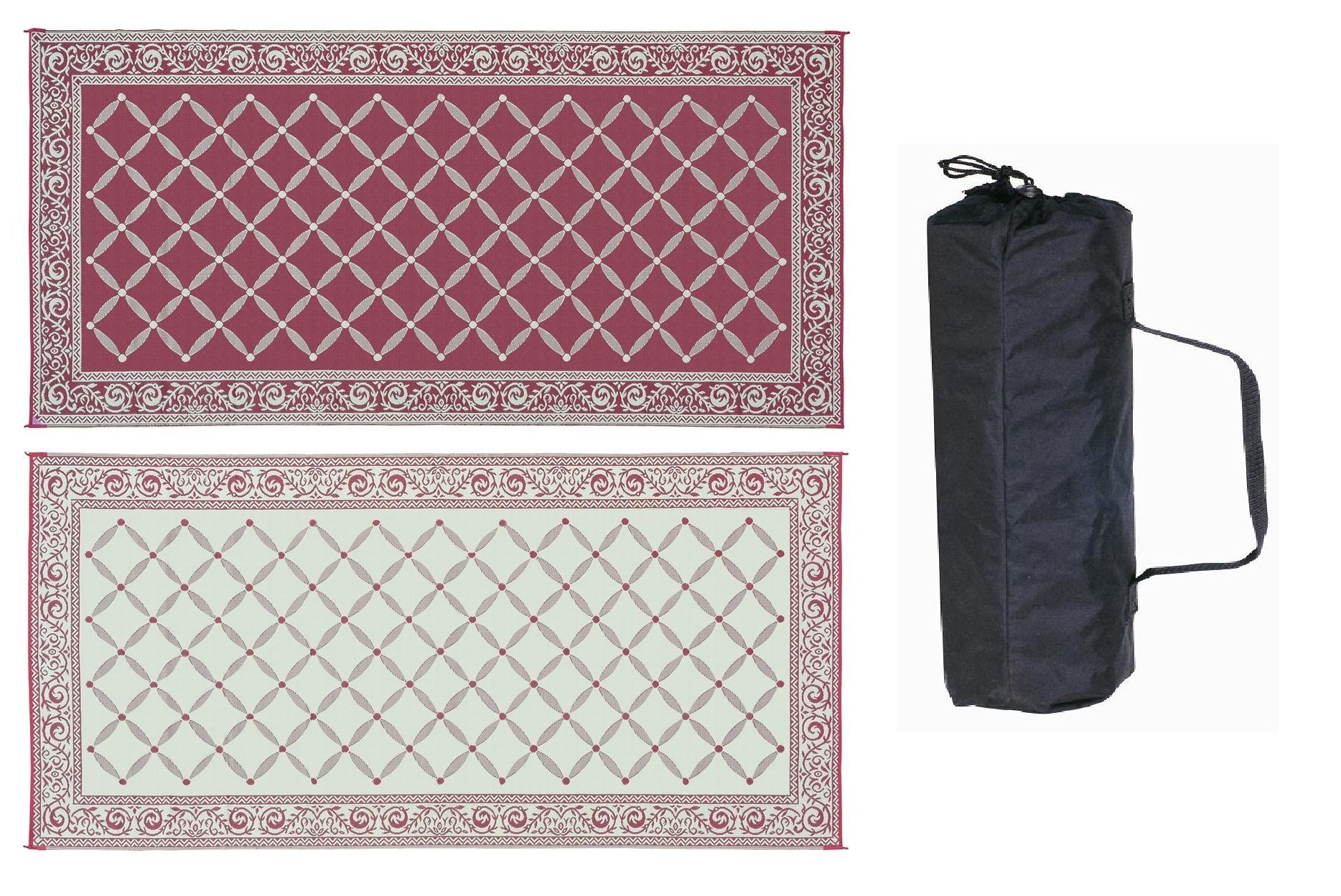 Stylish Camping 119185 9-feet by 18-feet Reversible Mat, Plastic Straw Rug, Large Floor Mat for Outdoors, RV, Patio, Backyard, Picnic, Beach, Camping (Burgundy/Beige) Image