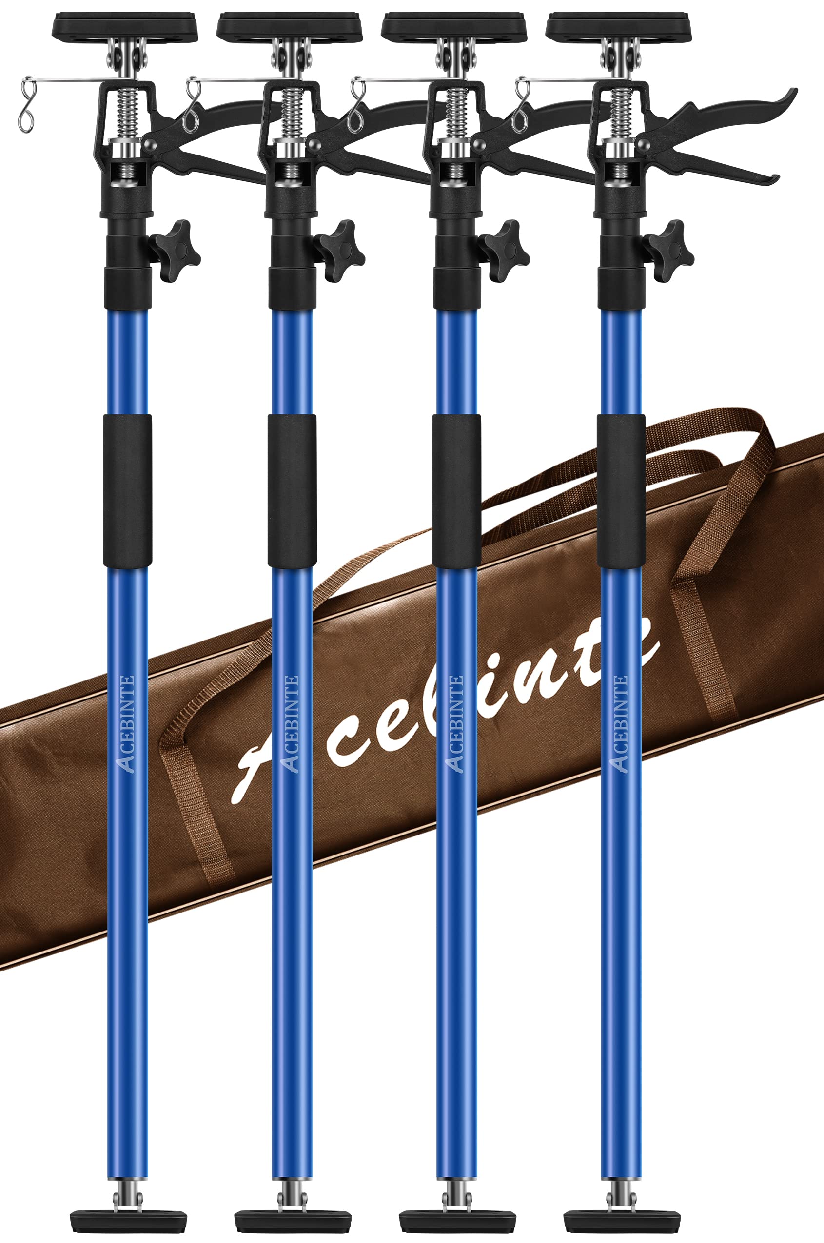 Photo 1 of 4PK Support Pole,Steel Telescopic Quick Adjustable 3rd Hand Support System, Support Rod, Supports up to 154 lbs Construction Rods for Cabinet Jacks Cargo Bars Drywalls Extends from 50 Inch to 118 Inch