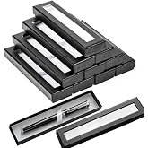 Lesnala 10 Pcs Black Empty Pen Gift Box with Clear Lid, Single Bulk | Ballpoint Display Case, Business Birthday Souvenir Box , Office School Supplies, Present Packaging ,6.9 x 1.7 x 0.8 Inch