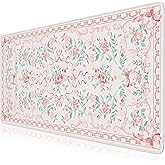 iCasso Pink Desk Mat for Desktop,Cute Desk Pad for Women,Girly Bow Mouse Pad with Stitched Edges,Non-Slip Large Computer Mat for Home Office Study Gaming