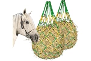 MIYABALA 2PCS Hay Net for Horses,Slow Feed Hay Bag for Horses Goat Sheep,Hanging Hay Feeder Bag for Horses Stable Stall Paddock Rest Toy