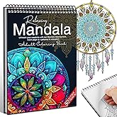 Mandala Coloring Book for Adults, Adult Coloring Book for Women Relaxation | Hardback Covers, Thick Paper, Spiral Bound, 50 Patterns Hand-Drawn Design, Gift for Stress Relief, Mindfulness and Relaxation