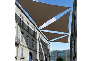TANG 6' x 6' x 6' Sun Shade Sail Triangle Shade Canopy Patio Cover UV Block Permeable Cloth Fabric for Pergola Backyard Porch Deck Garden Carport Awning Outdoor Activity, Brown