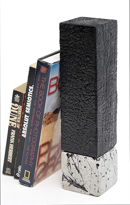 Amazon.com: Wooden Bookend with Concrete Base, Rustic Book Holder