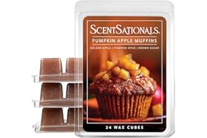 Scentsationals Fall Wax Melts, Wax Cubes Strong Scent - Pumpkin Apple Muffins - Long Lasting Scented Melts for Warmer, 10oz (24-Cubes)