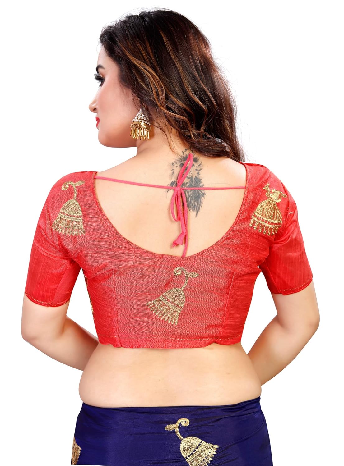 vastrang women's paper silk embroidered saree with tassels & blouse, 5459