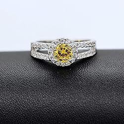 Uloveido Women's Platinun Plated Round Cut Yellow