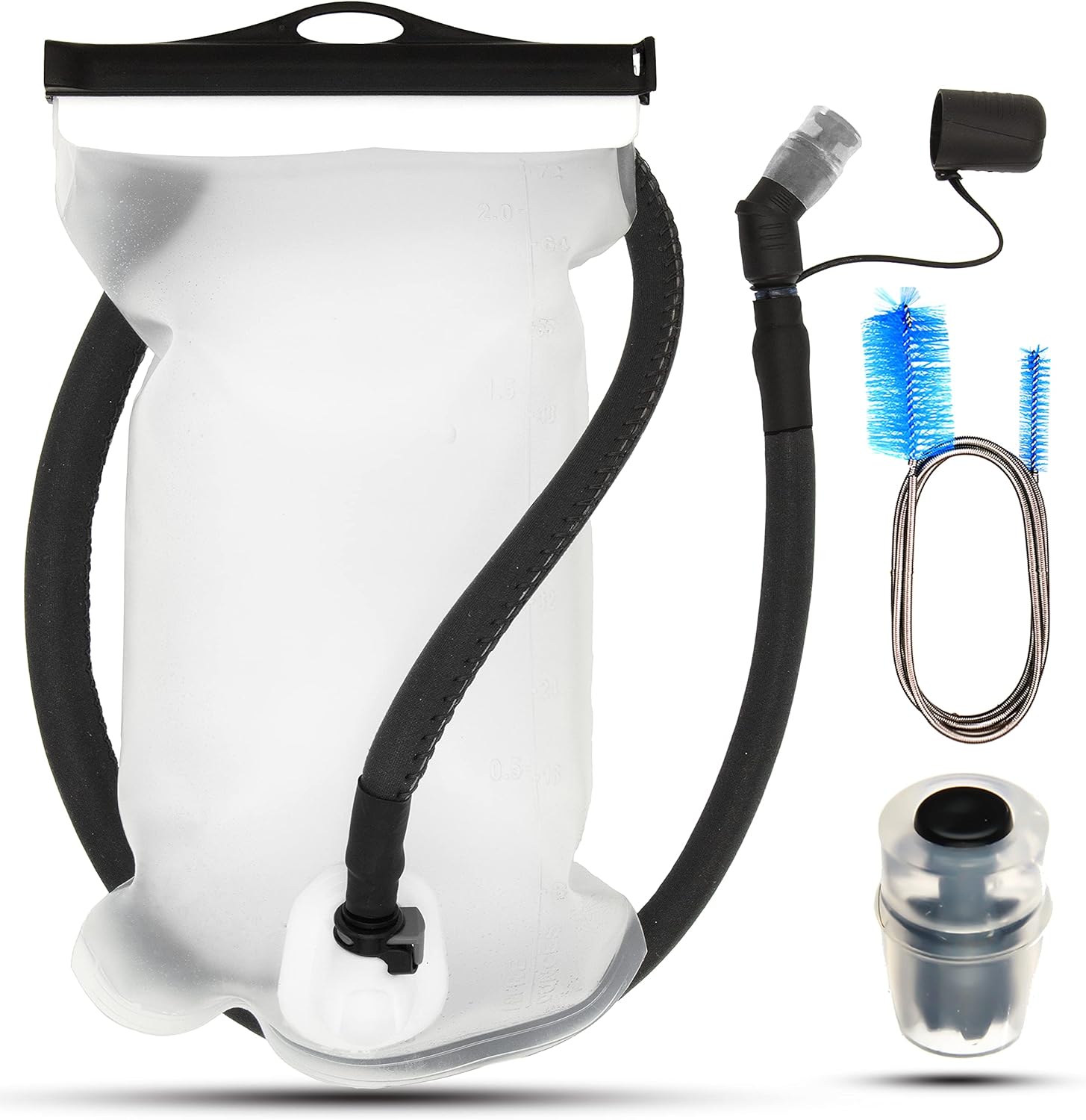 JTRYBE Hydration Bladder 2l Heavy-Duty, Water Reservoir, Bonus Bite Valve & Brush, Leak Proof 2 Liter Replacement Hydration Pack Backpack Bag Hiking Running Biking Outdoor Insulated Tube Hose Military : Sports & Outdoors