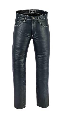 Shamzee Lederhose Leder Jeans Hose aus Nappa Leder Echtleder in Schwarz Farbe