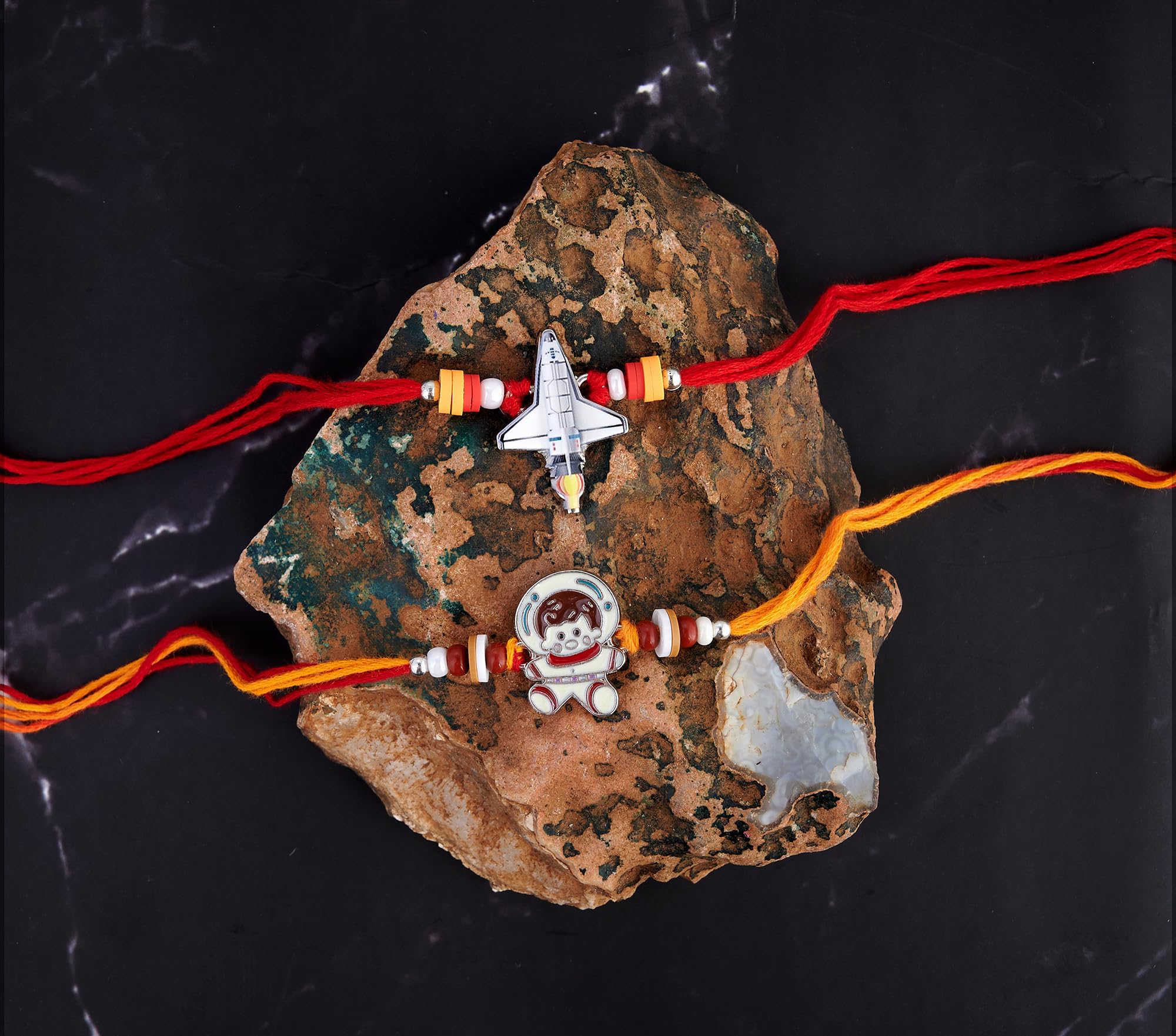 Eximious India Rakhi For Brother - Set of 2 With Greeting Card For Raksha Bandhan Designer Rakhi Thread for Bhaiya - Astronaut Design Ki12025