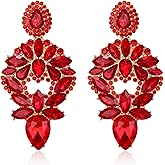 BriLove Women's Stunning Crystal Rhinestone Marquise Teardrop Chandelier Drop Dangle Earrings for Wedding Party Prom