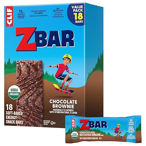 CLIF Kid Zbar - Chocolate Brownie - Soft Baked Whole Grain Snack Bars - USDA Organic - Non-GMO - Plant-Based - 1.27 oz. (18 Pack)