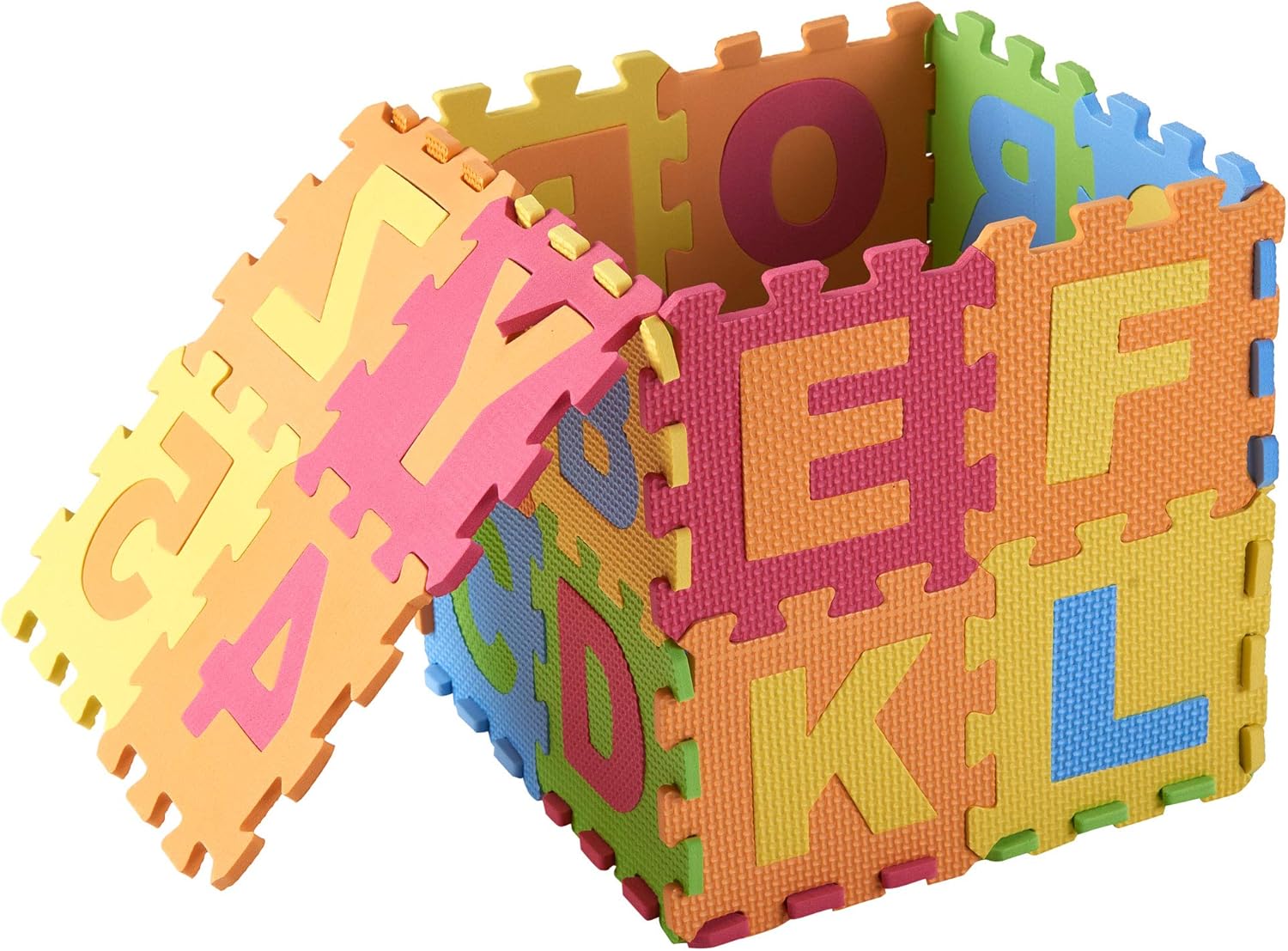 DIMPLE Baby Foam Play Mat (36-Piece Set) 6.25 x 6.25 Inches Interlocking Alphabet and Numbers Floor Puzzle Colorful EVA Tiles Girls, Boys Soft, Reusable, Easy to Clean by, DC12703L: Toys & Games