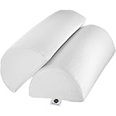AllSett Health Half Moon Bolster Pillow for Legs, Back and Head (2 Pack) Semi Roll for Ankle and Foot Comfort with White Cotton Machine Washable Cover | Premium Memory Foam | 2 Pillow System