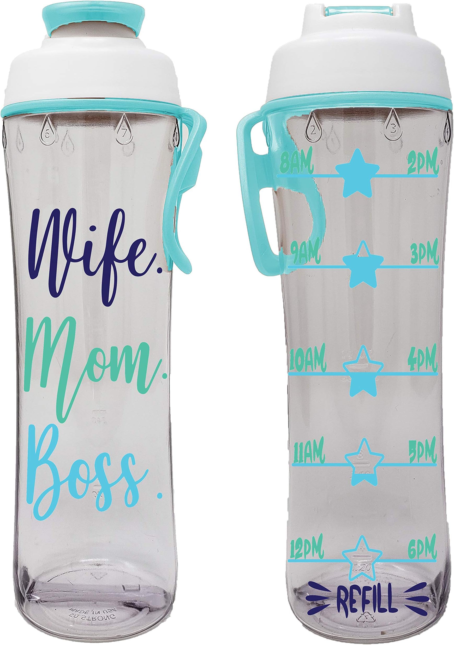 50 Strong BPA-Free Reusable Water Bottle with Time Marker, 30 Ounces