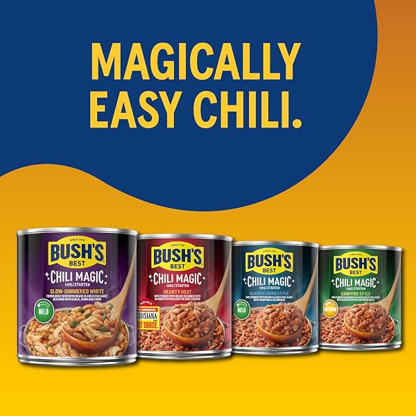 BUSH’S BEST 15.8 OZ CANNED SLOW-SIMMERED WHITE CHILI MAGIC STARTER, SOURCE OF PLANT BASED PROTEIN AND FIBER, LOW FAT, GLUTEN FREE, (PACK OF 12)