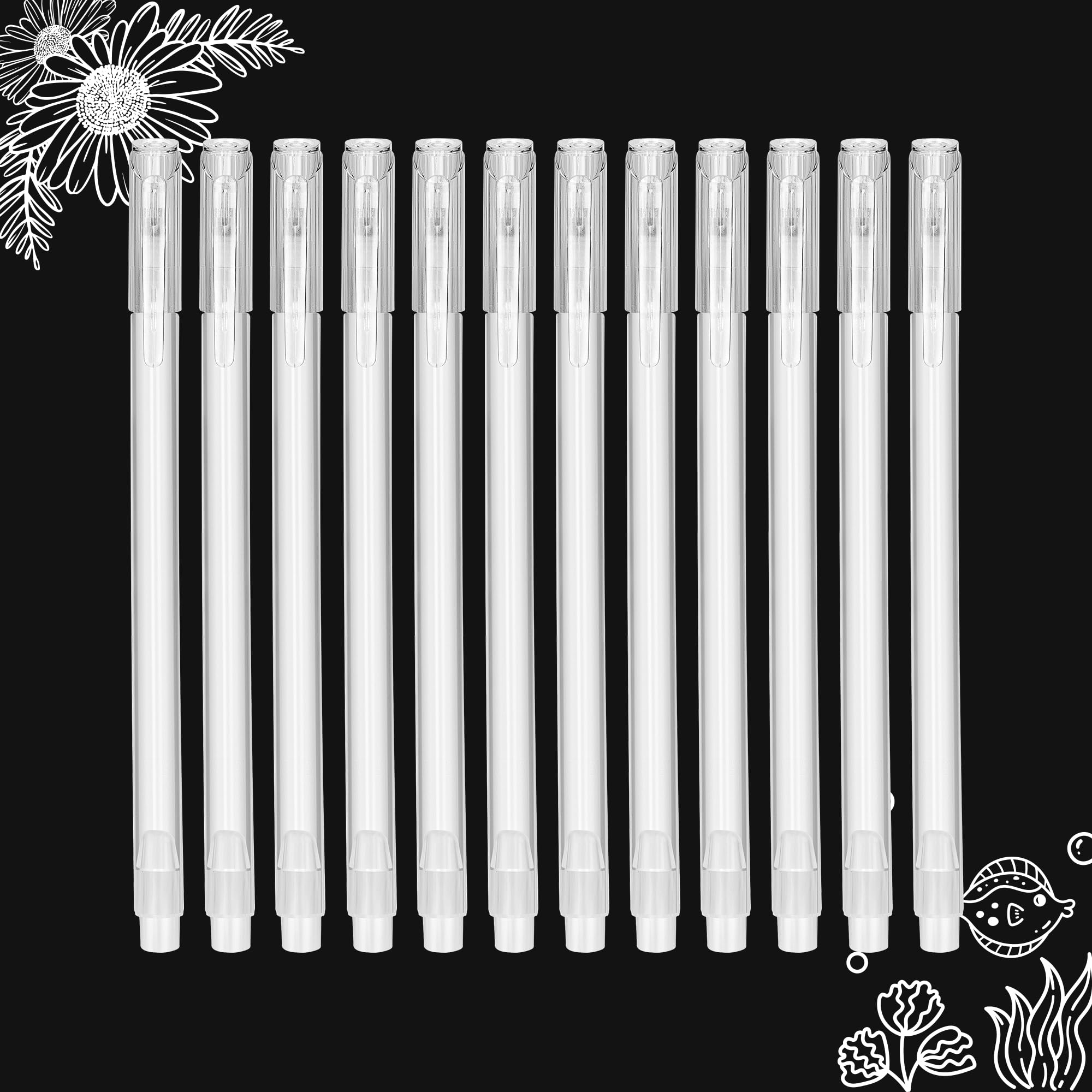 SMOOTHERPRO White Gel Pen | 12 Pcs White Ink Pen Set | 0.6mm Point Gel Pen | for Black Dark Paper Highlight Drawing Sketching Design (S060-12)