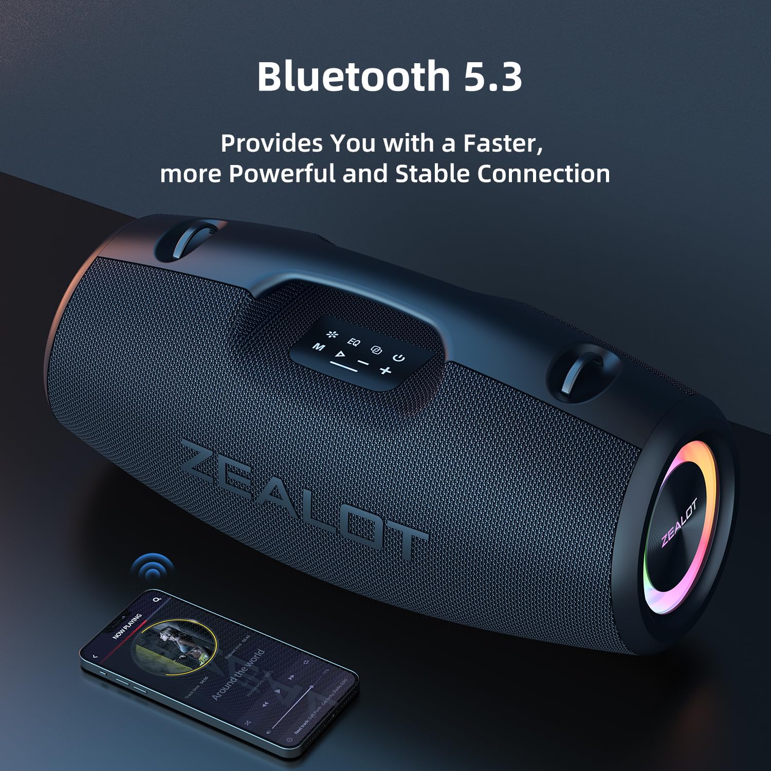 ZEALOT Bluetooth Speaker,120W Outdoor Speaker with Booming Bass,IP67 Waterproof Speaker with LED Light, Bluetooth 5.2,Portable Speaker for Camping,Beach,Gifts(Black)