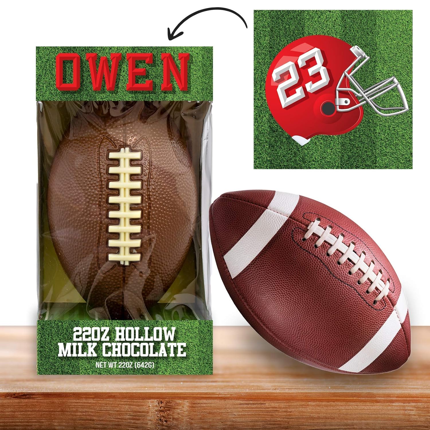 Custom Life Size Hollow Milk Chocolate Football Grocery