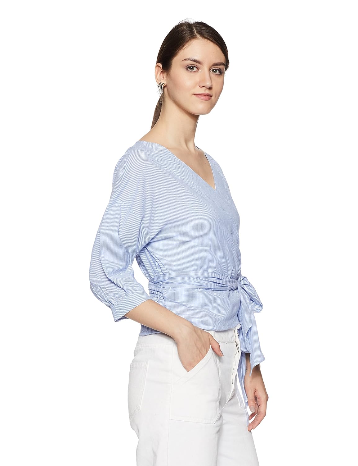 symbol amazon brand women's striped regular fit top