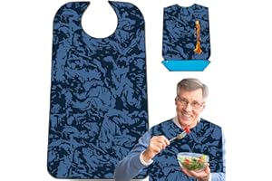 EpoBob Adult Bibs with Crumb Catcher, Washable and Adjustable Adult Bibs for Women Men Elderly Seniors