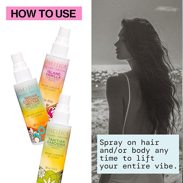 PACIFICA BEAUTY MINI FRAGRANCE SAMPLER, 3 ISLAND VANILLA SCENTS – HAIR PERFUME & BODY SPRAY GIFT SET, VEGAN & CRUELTY FREE