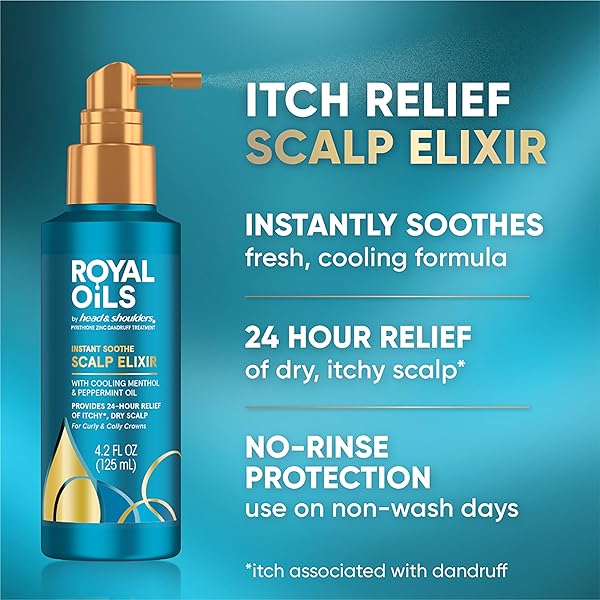 HEAD & SHOULDERS ROYAL OILS SCALP ELIXIR TREATMENT, FORMULATED WITH COOLING MENTHOL AND PEPPERMINT OIL FOR INSTANT SCALP SOOTHE AND HYDRATION, 4.2 FL OZ