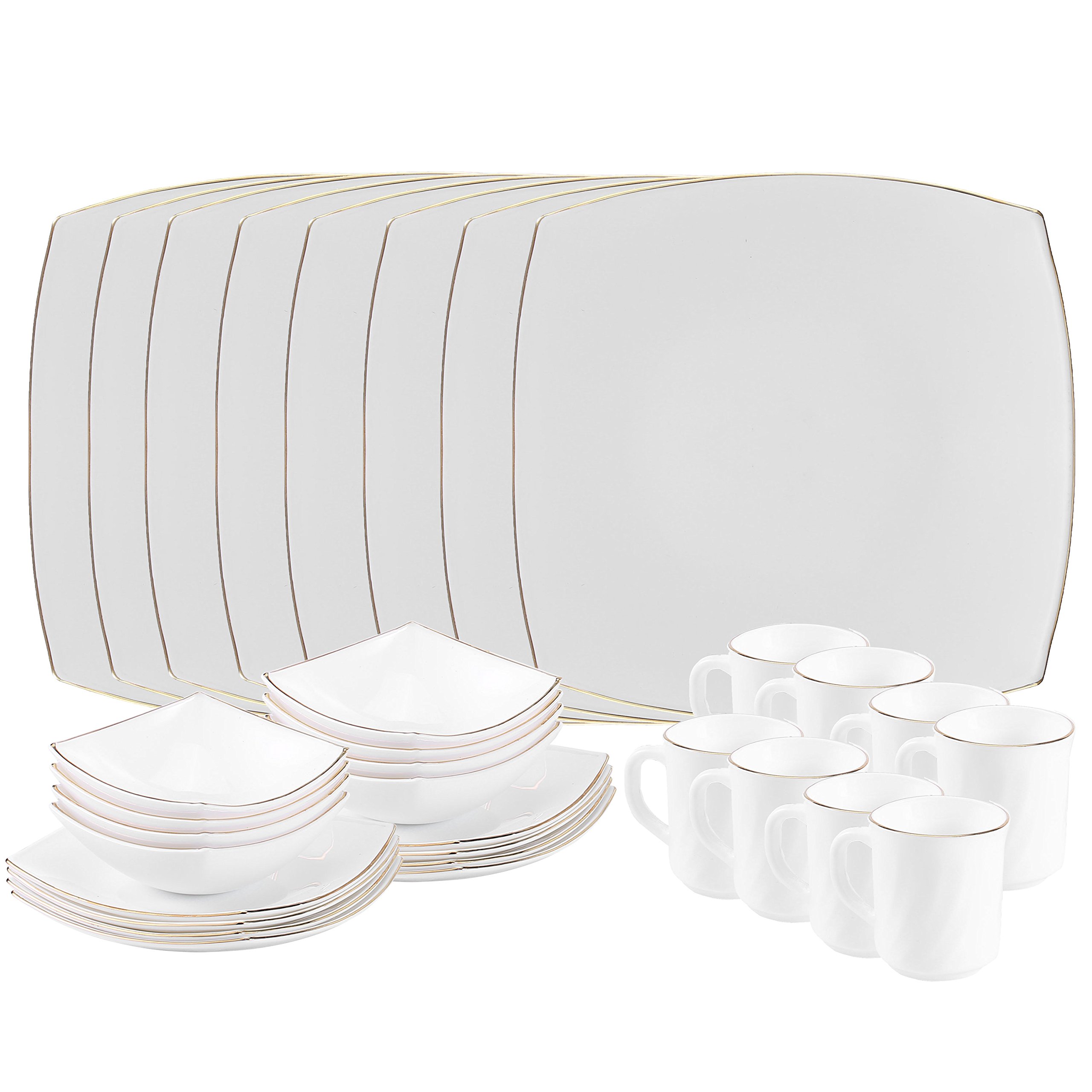 Matashi MTD13205G2 Platinum Collection Opal Glass 32Piece Dinnerware