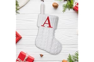 Pxniy Mini White Knit Stocking,8.5 Inches Initial Monogram Embroide White Christmas Stocking,Family Fireplace Hanging Ornament Xmas Holiday Decor Gift-Letter A