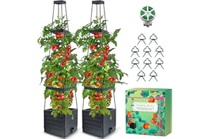 MQHUAYU 2Pack Raised Garden Bed Planter Box with Trellis, 57" Self-Watering Tomato Cage Planters for Climbing Plants Vegetable Vine Flowers Outdoor & Indoor (57x9.8x9.8IN)